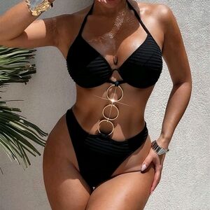 Chic Black Cut-Out Bikini Set